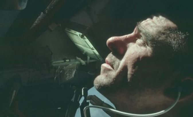 Astronaut Walter Cunningham, Apollo 7 lunar module pilot, is photographed during the mission in October 1968
