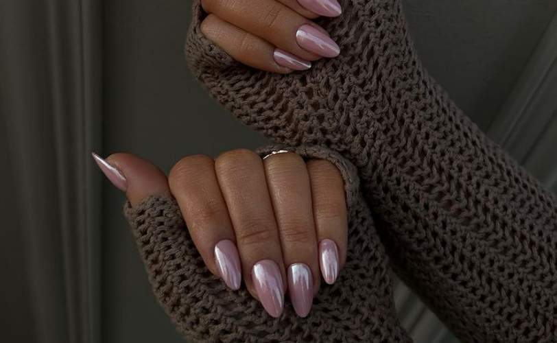 Pink pearl manicure