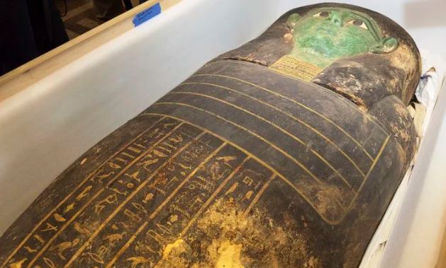 The sarcophagus was on display at a Houston museum and was returned to Egypt after US authorities determined it was looted years ago.