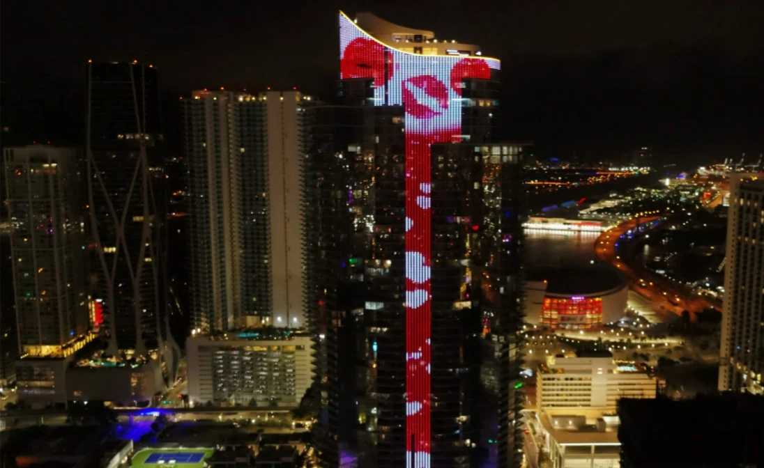 Miami skyscraper becomes the tallest Valentines Day card in the world