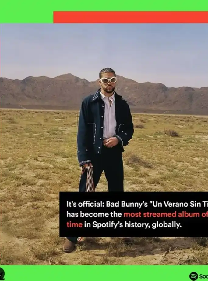 Bad Bunny's new record on Spotify with the album "Un Verano Sin Ti" 1 Bad Bunny broke a record with his album Un Verano Sin Ti. (Instagram/Spotify)