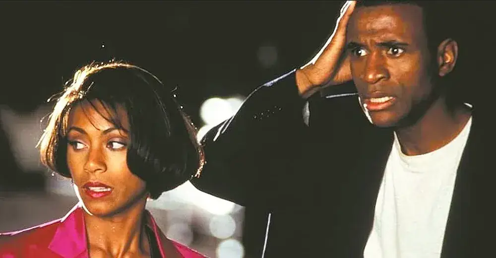Tommy Davidson reveals Will Smith attacked him for kissing Jada in movie 2 Jada Pinkett Smith and Tommy Davidson in Cosmic Encounter (1998)