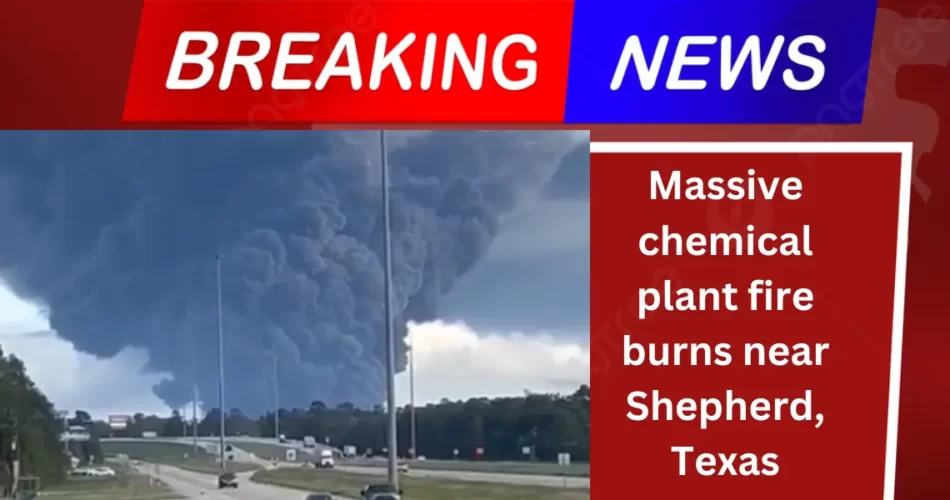 Massive chemical plant fire burns near Shepherd, Texas