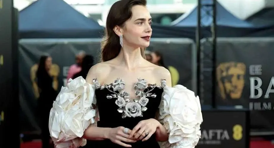 Lily Collins stuns in Tamara Ralph Couture at BAFTAs 2024
