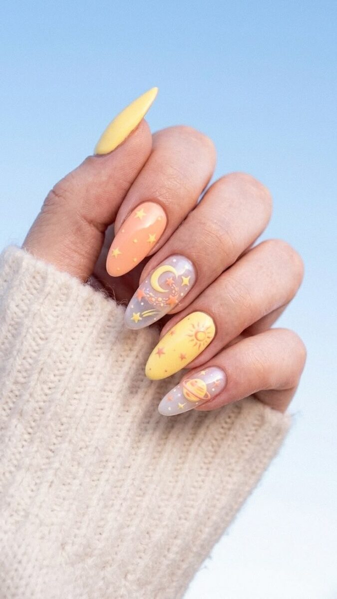Celestial Dreams Butter Yellow Milky Peach Nails for Summer 2026 Clean Girl Pastel Aesthetic