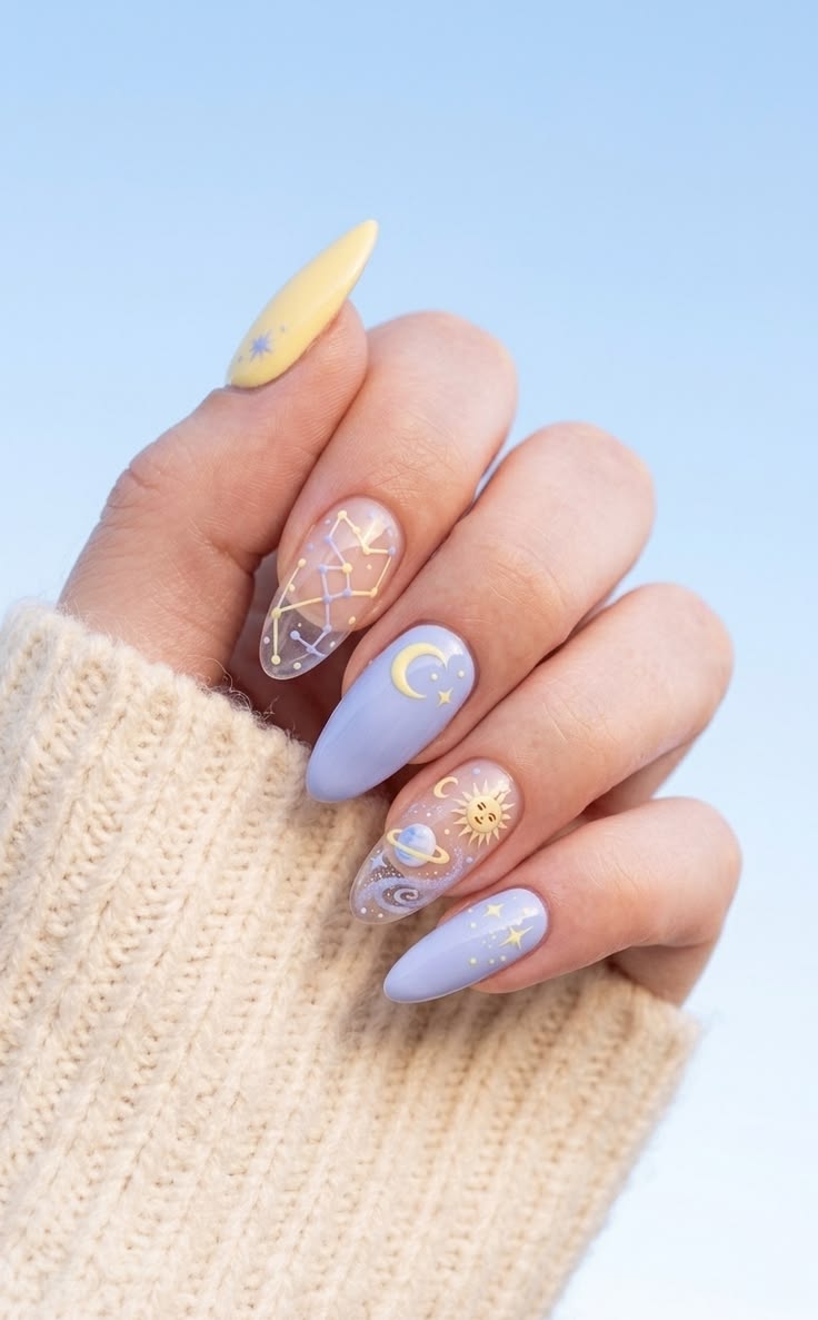 Milky Lavender Butter Yellow Celestial Nails Summer 2026 Pastel Trends